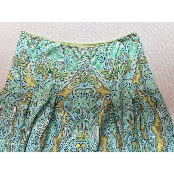 Talbots Womens Paisley A-Line Skirt Size 14 Green Floral Summer Boho Casual Y2K - Picture 11 of 12